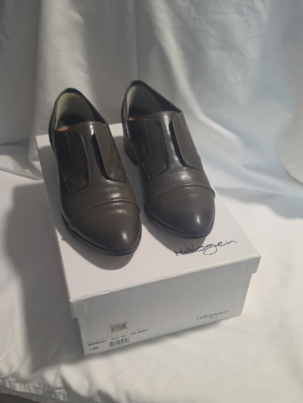 Halogen Dark Brown Leather Slip-On Loafers